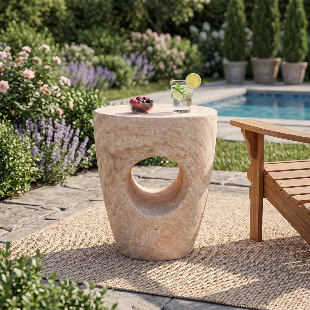 Ama pear 14.5 in. MGO Outdoor Side Table Modern End Table Patio