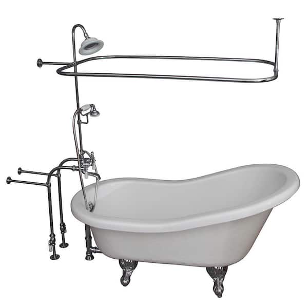 Barclay Products 5 ft. Acrylic Ball and Claw Feet Slipper Tub in White with Polished Chrome Accessories