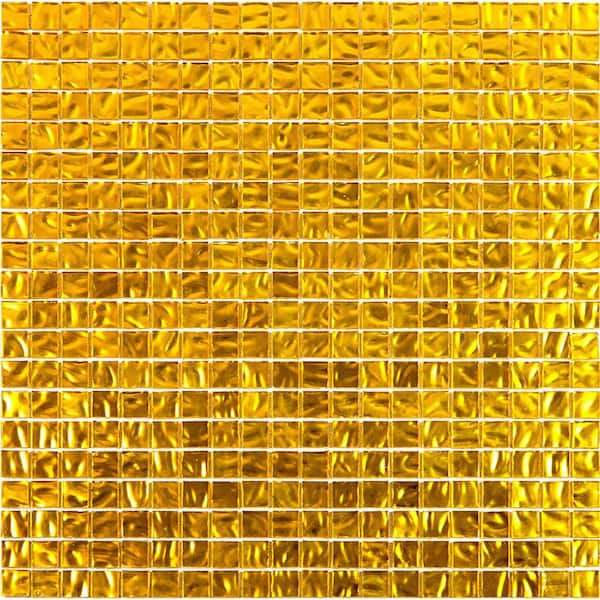 Apollo Tile Altin 4 in. x 6 in. Glossy Gold Glass Mosaic Uniform Square Wall and Floor Sample Tile (0.13 sq. ft./Piece) (1-Pack)
