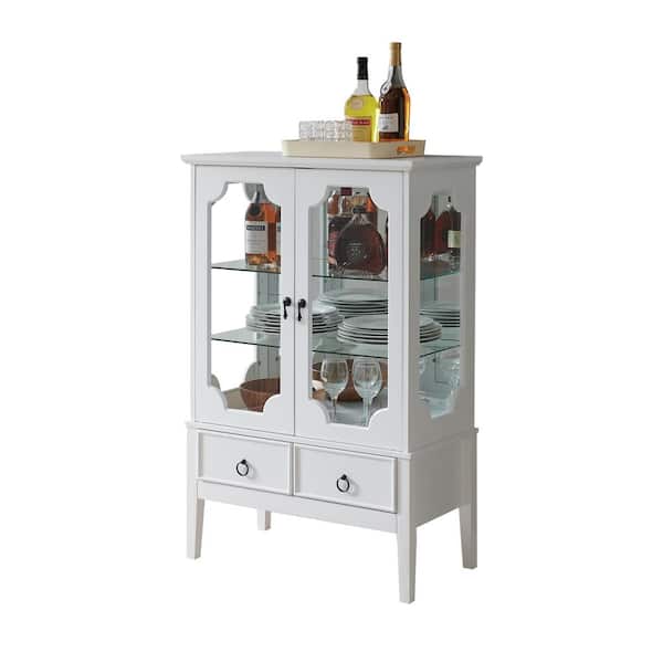 Signature Home SignatureHome Versailles White Finish 43 in. H Curio Storage Cabinet with 3 Interior Shelves. Dimensions (28Lx15Wx43H)