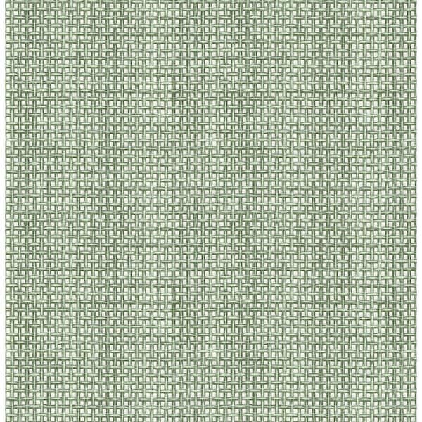 A-Street Prints Zia Green Basketweave Paper Non-Pasted Matte Wallpaper
