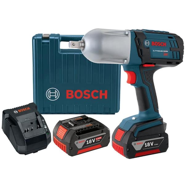 Bosch 18 Volt Lithium-Ion Cordless Electric 1/2 in. High-Torque Impact Wrench Kit with Hard Case