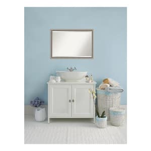 Bel Volto Silver 39 in. x 27 in. Beveled Rectangle Wood Framed Bathroom Wall Mirror in Silver