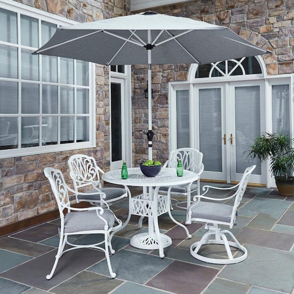 Capri 42 in. White Round Cast Aluminum Outdoor Dining Table
