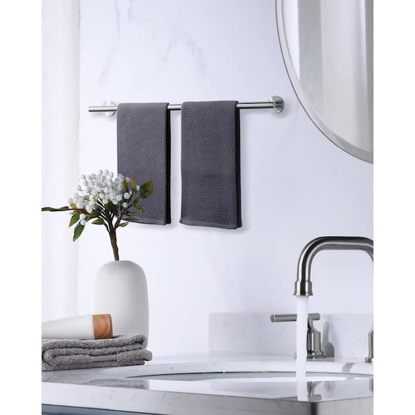 Thicken SUS 304 Stainless Steel 24 in. Wall Mount Towel Bar Bath Hardware Accessory Single Towel Rod in Brushed Nickel