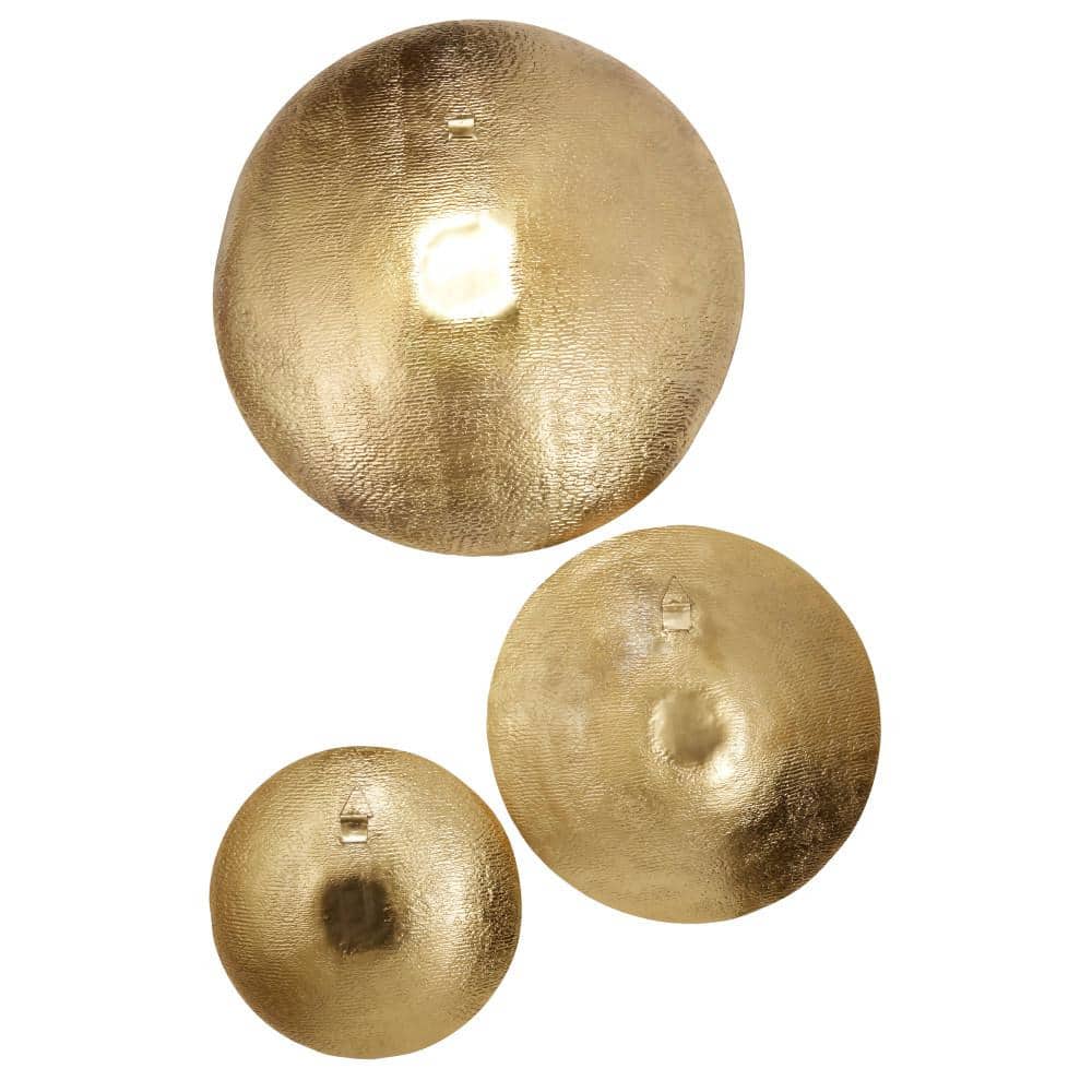 Gold Large Metallic Round Disk Wall Decor Set