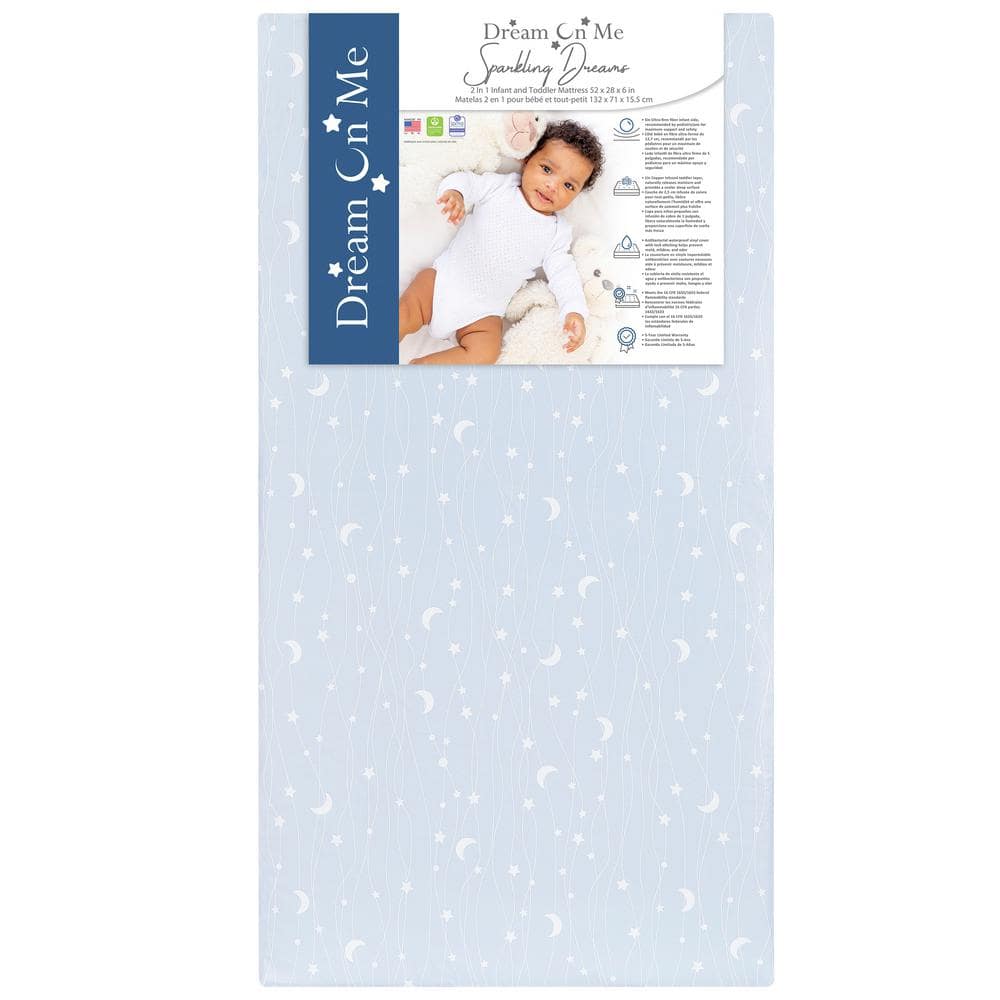 Dream On Me Sparkling Blue Dreams 2 in 1 Infant and Toddler Crib Mattress -  DOM861-BLUE