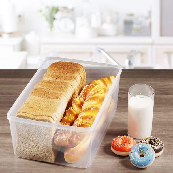 2-Piece Bread Box for Kitchen, Airtight Bread Storage Container for Homemade Bread and Bakery Loaf, Plastic Bread Keeper