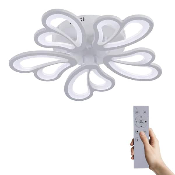Keazile 22 in. Indoor Modern Dimmable Integrated LED Semi-Flush Mount Ceiling Light with Remote