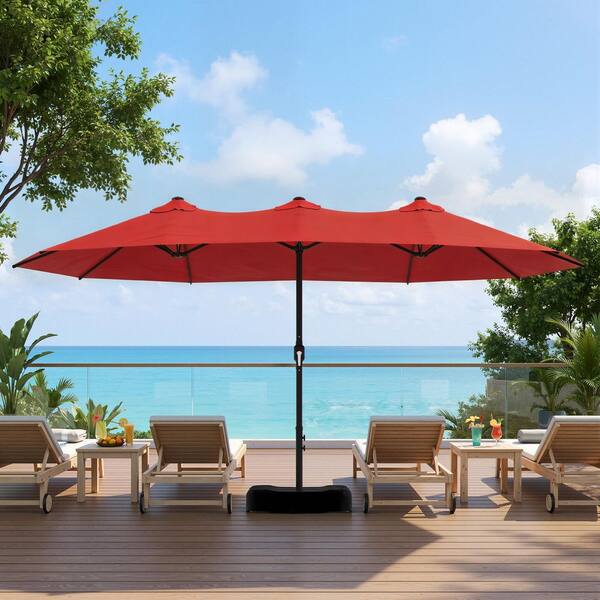 free standing red patio umbrella Blissun 7.5 ft Umbrella, Yard Umbrella, Outdoor Market with Push Button Tilt Crank (Red) : Patio, Lawn & Garden combined with a top air vent Large Oval 8x11 Deluxe Auto