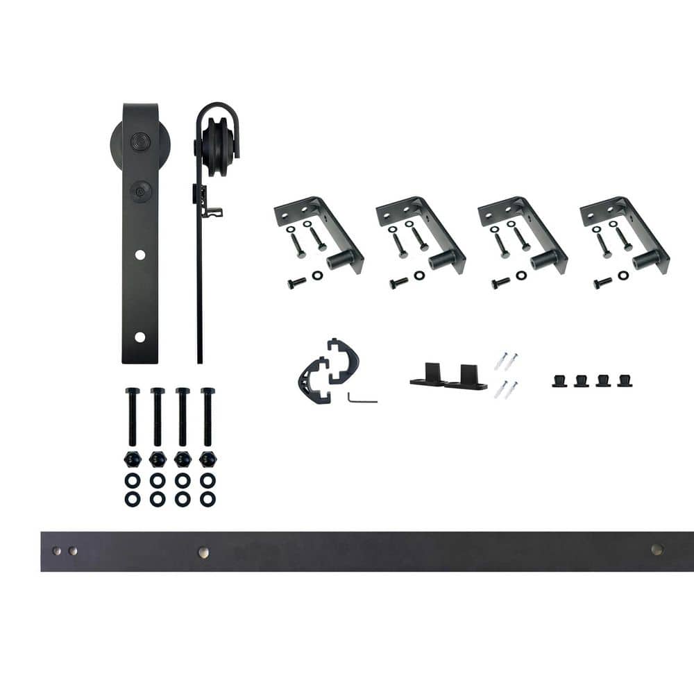 5 ft./60 in. Black Rustic Ceiling Mount Non-Bypass Sliding Barn Door Track and Hardware Kit for Single Door price history on PriceWatchPro