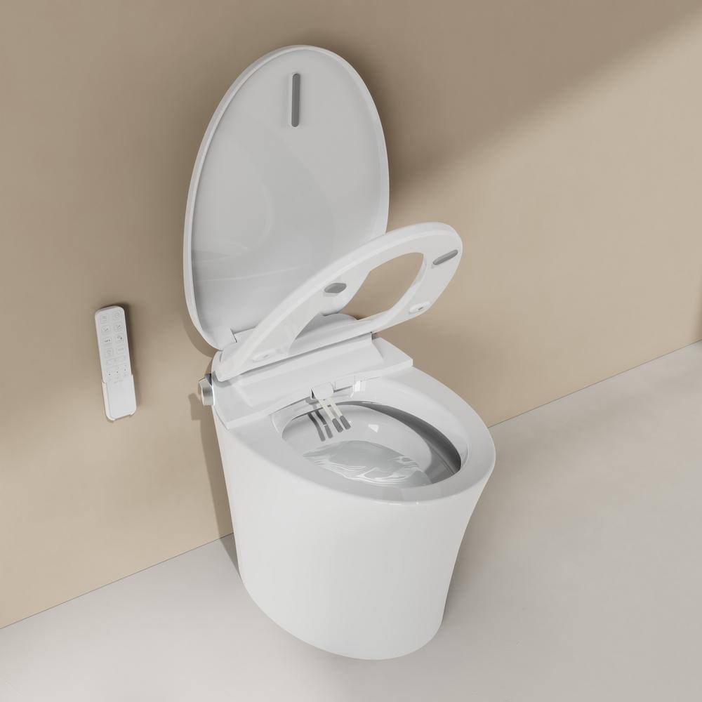White Elongated Smart Bidet Toilet Seat with Remote Control