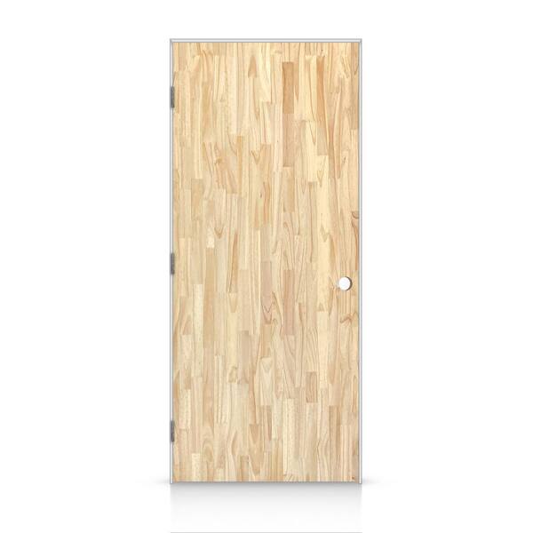 CALHOME 36 in. x 80 in. Flush Right-Handed Hollow-Core Unfinished Smooth Pine Wood Single Prehung Interior Door