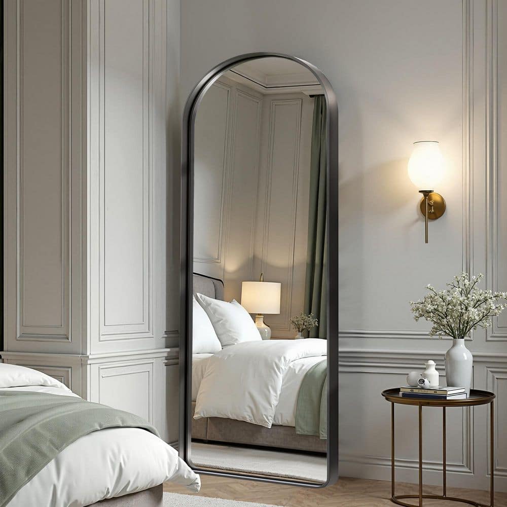 Black 31 in. W x 70 in. H Rounded Archeded Aluminum Alloy Full Length Mirror (No Bracket) price history on PriceWatchPro