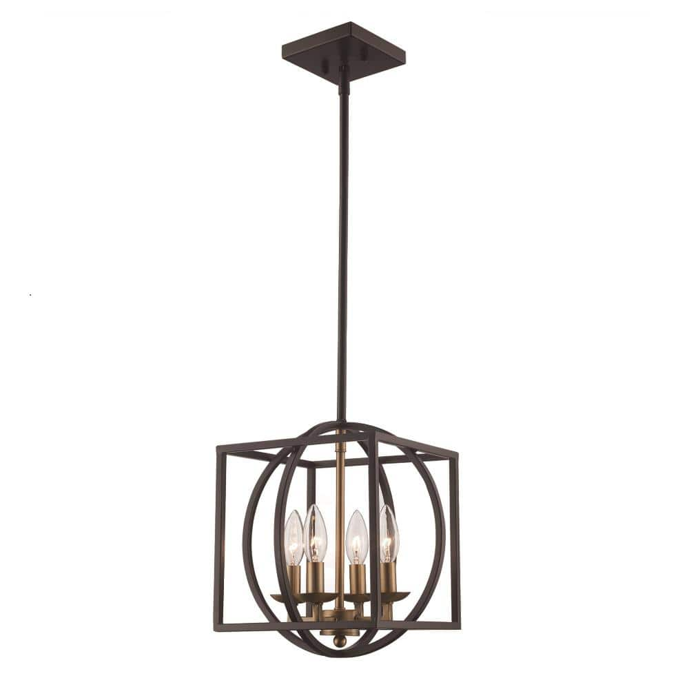 UPC 736916698290 product image for Bel Air Lighting Arzio 4-Light Antique Gold and Black Caged Chandelier Light Fix | upcitemdb.com