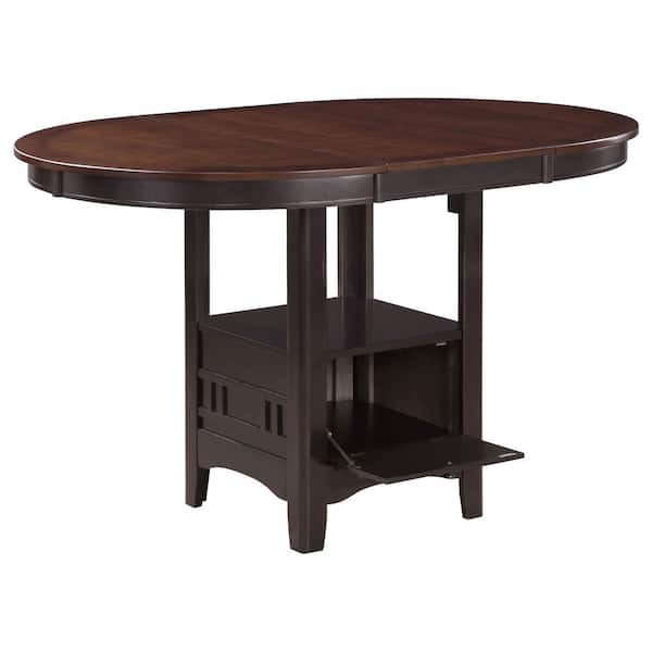 Coaster Lavon Oval Light Chestnut and Espresso Wood Top 4-Legs Counter Height Dining Table Seats 4