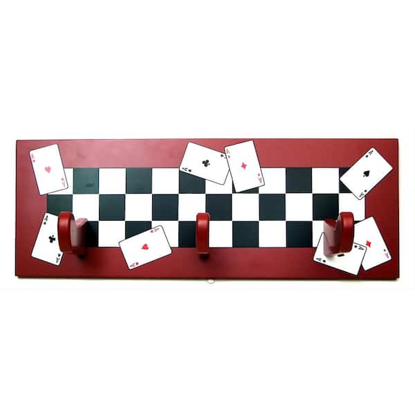 Aoibox Red Game Poker Decoration Coat Rack with 3-Hooks