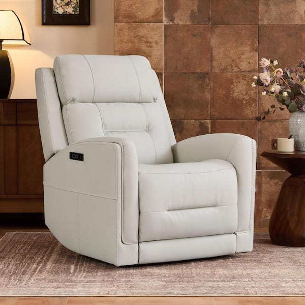 Harris Cream Faux Leather Zero Wall Power Recliner with Dual Motors, Power Headrest, USB & Type-C Charge