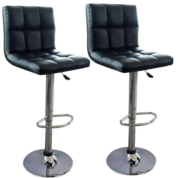 AmeriHome Modern Style Adjustable Height Black Swivel Cushioned Bar Stool (Set of 2)