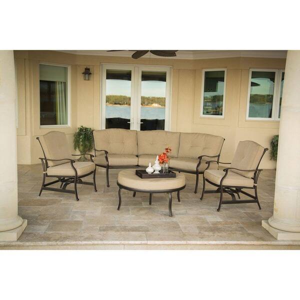 Hanover Outdoor Furniture Traditions 4-Piece Patio Seating Set with Natural Oat Cushions