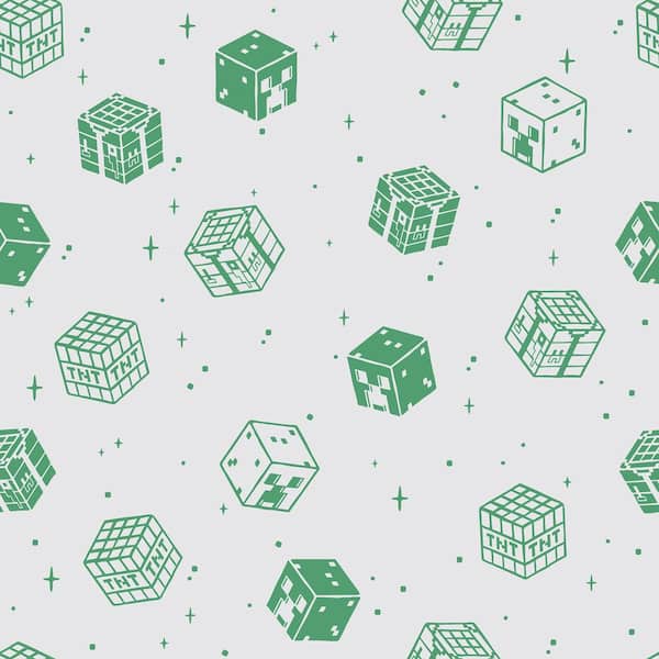 Microsoft Grey Minecraft Blocks Peel and Stick Wallpaper Roll