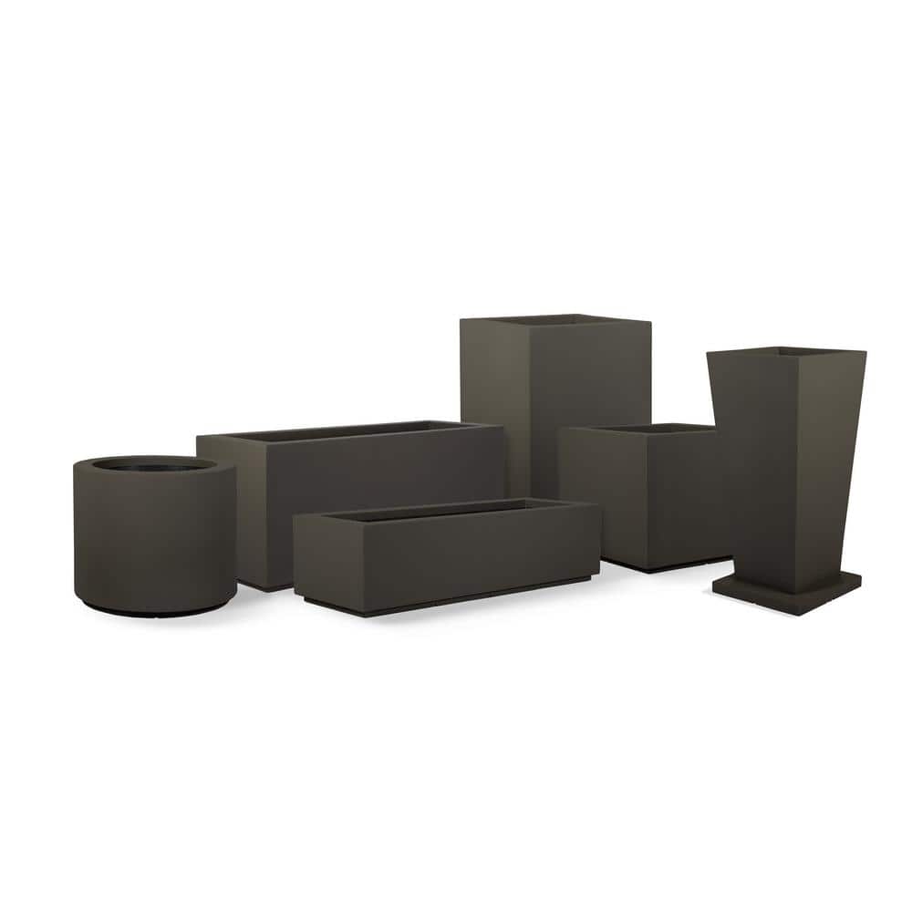 Milan Tall Modern Slate Gray PolyStone Trough Planter 46" L x 19" H