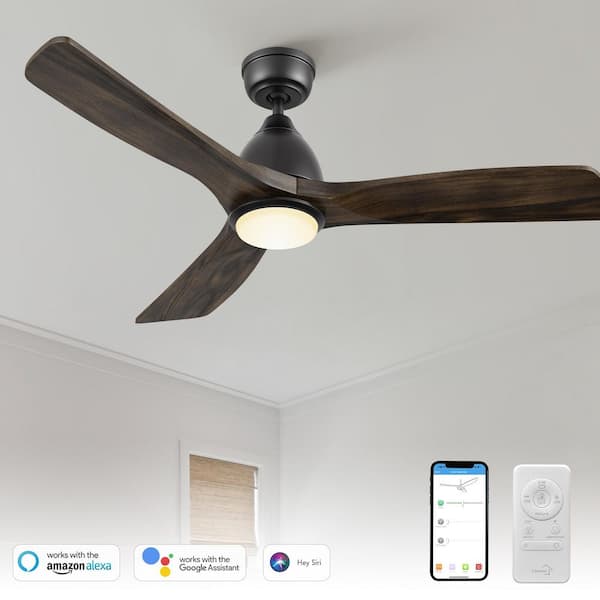 Sawyer II 48 in. Dimmable LED Indoor/Outdoor Black Smart Ceiling Fan with Light and Remote, Works with Alexa/Google Home