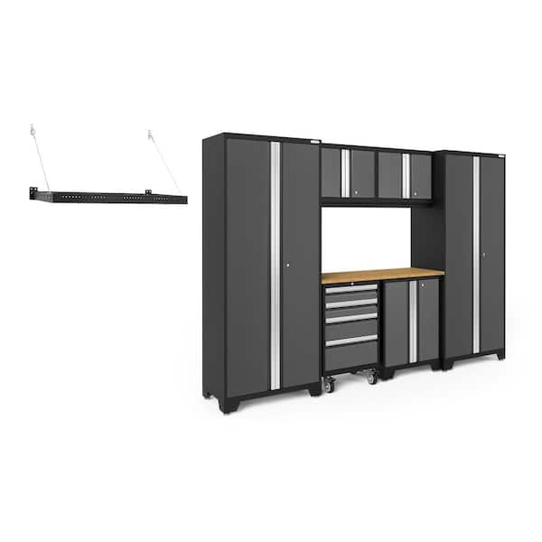 Bold Series 108 in. W x 76.75 in. H x 18 in. D 24-Gauge Steel Garage Cabinet Set in Gray (7-Piece)
