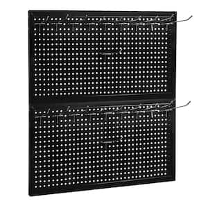 22-Piece 24 in. Steel Modular Pegboard Board Kit, Hanging Closet Organizer, Black