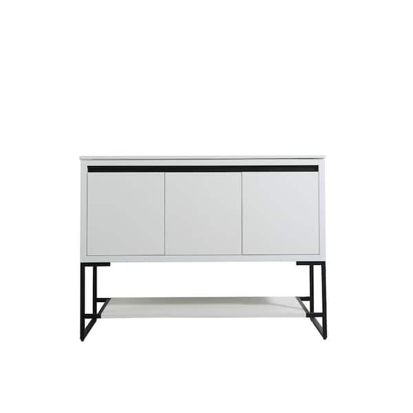 UPIKER Simply 48 in. W X 18 in. D x 35 in. H Bath Vanity in White with White Ceramic Vanity Top