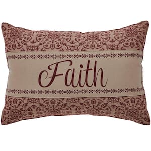 Custom House Natural Burgundy Country Jacquard Faith 9.5 in. x 14 in. Throw Pillow