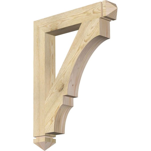 Ekena Millwork 4 in. x 34 in. x 26 in. Douglas Fir Balboa Arts and Crafts Rough Sawn Bracket