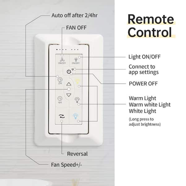76 in. Indoor Black Ceiling Fan with Dimmable 3-Color LED Light, 8 Solid Wood Blades, Remote Control, DC Motor