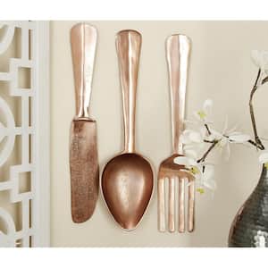 Aluminum Gold Knife, Spoon and Fork Utensils Wall Decor (Set of 3)