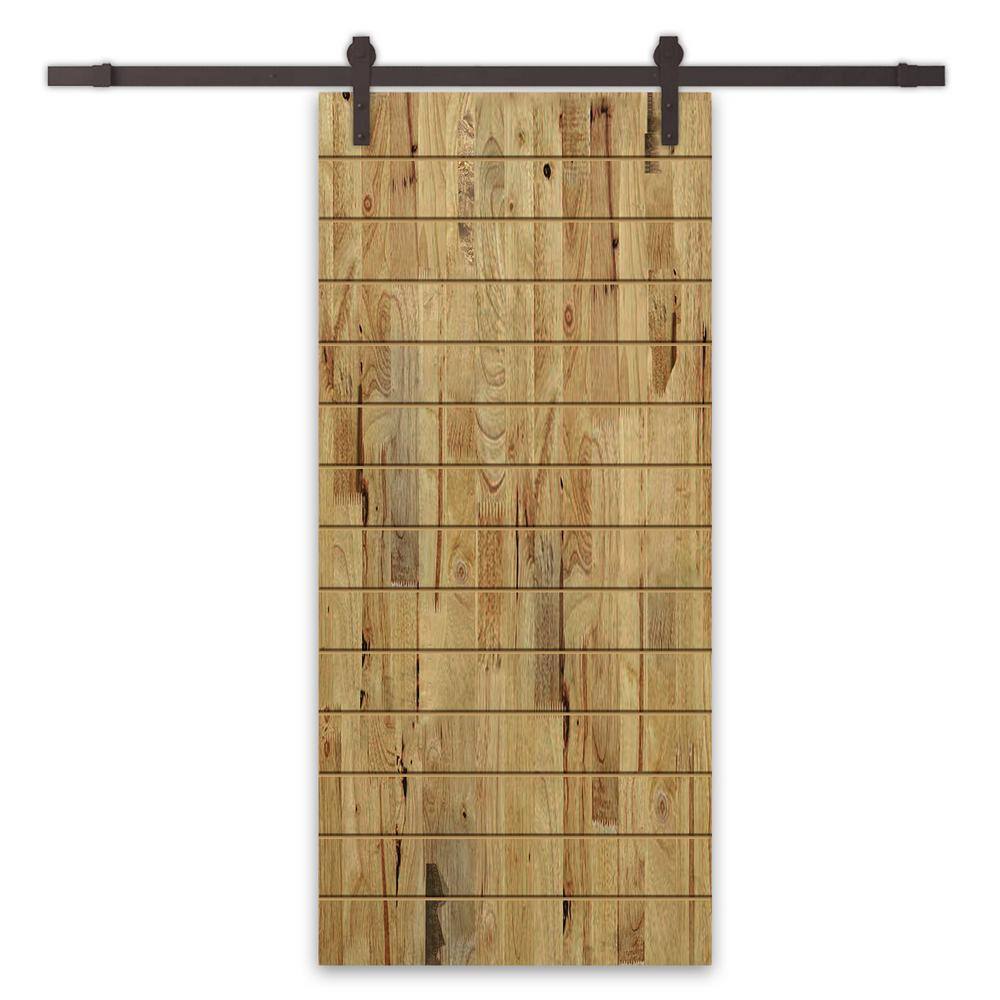 30 in. x 96 in. Weather Oak Stained Pine Wood Modern Interior Sliding Barn Door with Hardware Kit price history on PriceWatchPro