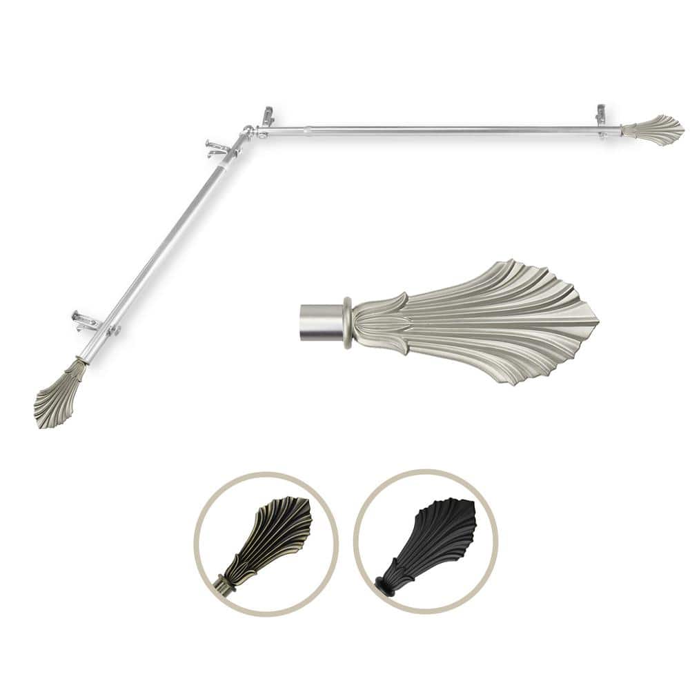 "13/16"" Dia Adjustable 120"" to 170"" Single Corner Window Curtain Rod in Satin Nickel with Fin Finials" price history on PriceWatchPro