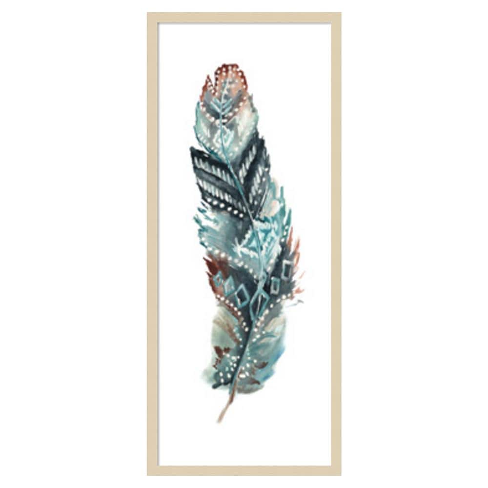 Tribal Feather Single II 17" x 41" Brown Framed Graphic Art Print