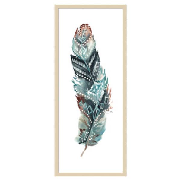 Amanti Art Tribal Feather Single II by Tre Sorelle Studios 17 in. W x 41 in. H. Wood Framed Wall Art Print Framed in Brown