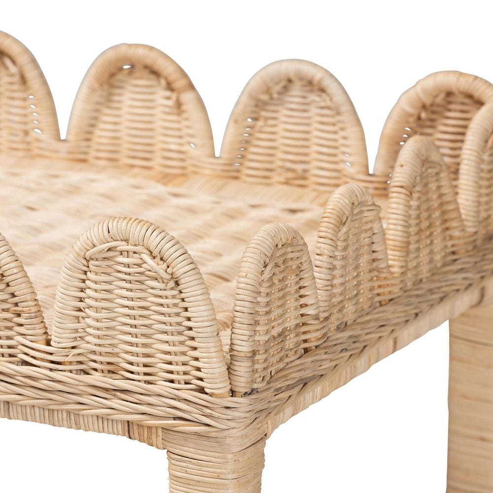 Sumana 25.6 in. Natural Rectangle Wicker Rattan End Table - thumbnail 4
