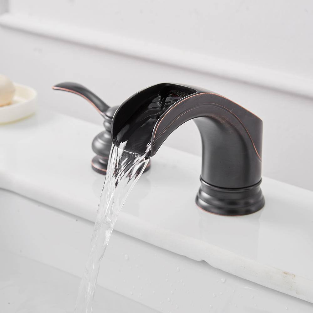 Oil-Rubbed Bronze 2-Handle Waterfall Bathroom Faucet
