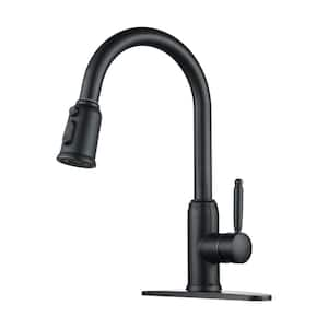 3 Functions Single Handle Pull Down Sprayer Kitchen Faucet with Deckplate in Stainless Steel Oil Rubbed Bronze