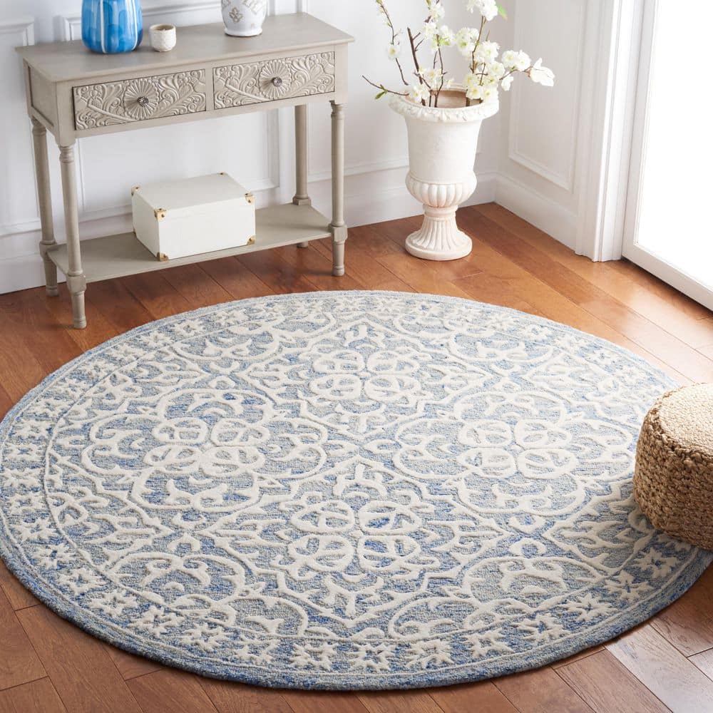 Metro 6 ft. x 6 ft. Round Blue/Ivory Baroque Arabesque Area Rug price history on PriceWatchPro