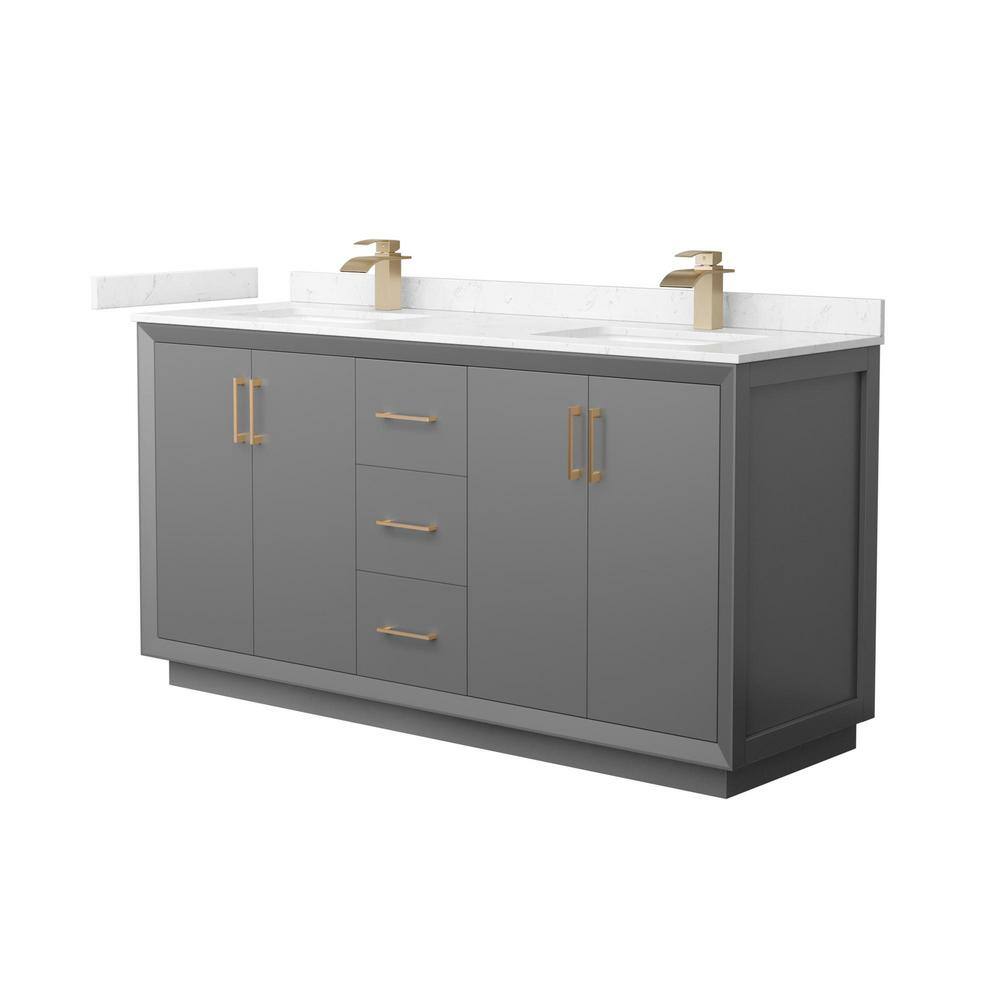 Strada 66 in. W x 22 in. D x 35 in. H Double Bath Vanity in Dark Gray with Carrara Cultured Marble Top price history on PriceWatchPro