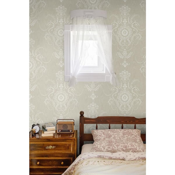 Fog Colette Cameo Paper Unpasted Nonwoven Wallpaper Roll 60.75 sq. ft.