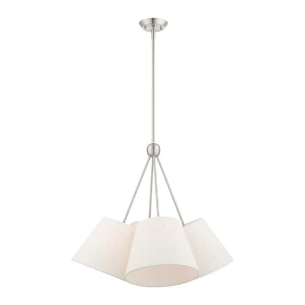 AVIANCE LIGHTING Oakcrest 4-Light Brushed Nickel Chandelier with Oatmeal Fabric Shade