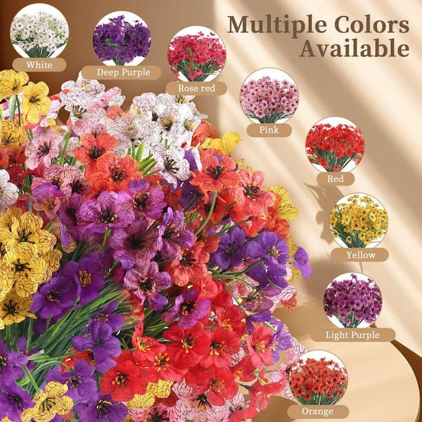 13 in. Pink 24 Bundles Artificial other Flowers for Outdoors