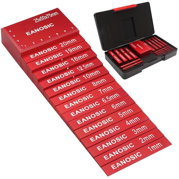 Angel Sar 15-Pieces Setup Blocks Height Gauge Set, Table Saw Accessories Include Laser Engraved Size Markings (Mm)