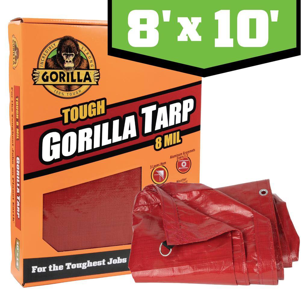 Gorilla 8 ft. W x 10 ft. L Dark Red General Purpose Medium Duty Tarp 97031 The Home Depot