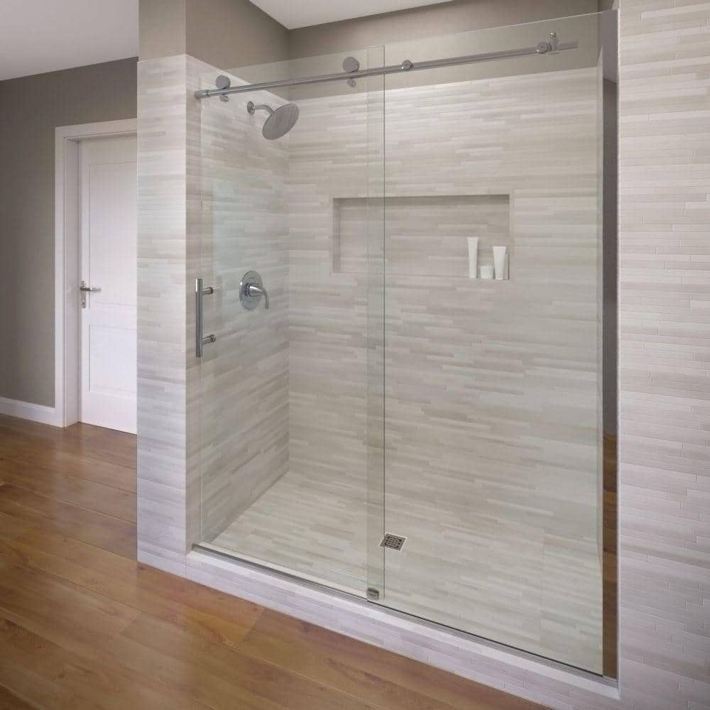 Vinesse 47 in. x 76 in. Semi-Frameless Sliding Shower Door and Fixed Panel in Chrome price history on PriceWatchPro