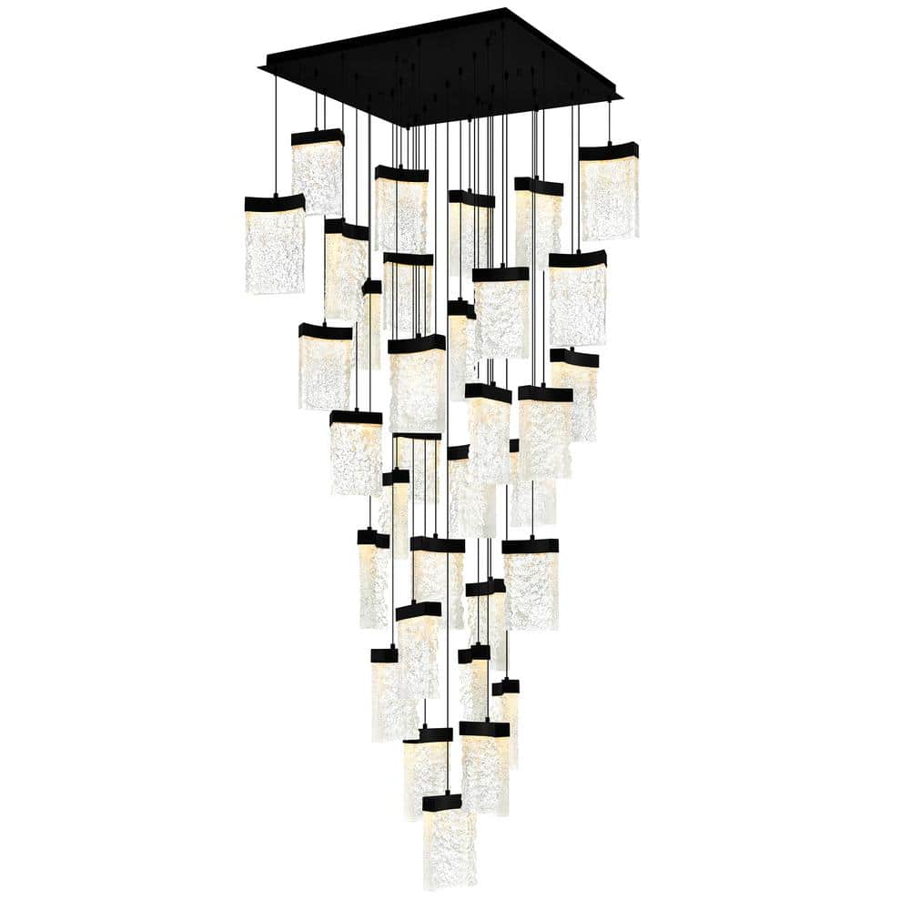 CWI Lighting Lava 33-Light Integrated LED Black Chandelier 1587P36-33 ...